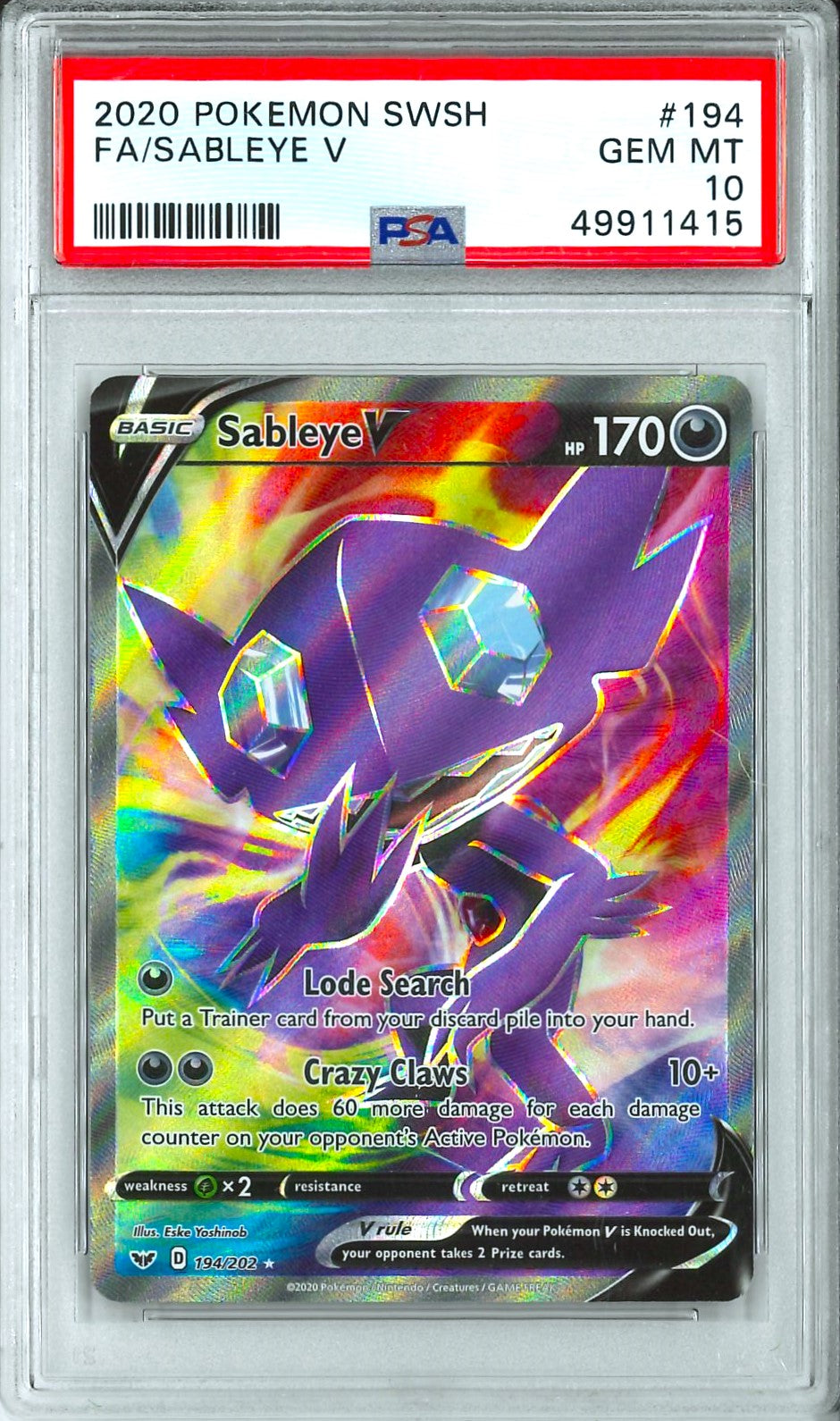 Pokemon SWSH - FA Sableye V